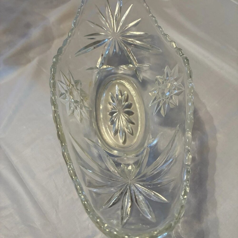 Vintage Anchor Hocking Star of David EAPC Gondola Glass Dish Banana Split Boat M